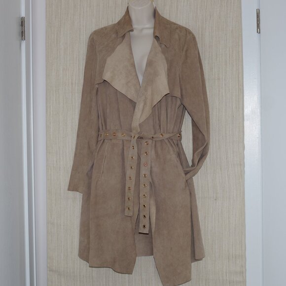 Gerard Darel suede taupe open belted trench coat Size:46